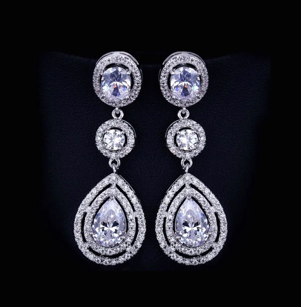 "Paige" - Silver Cubic Zirconia Bridal Earrings