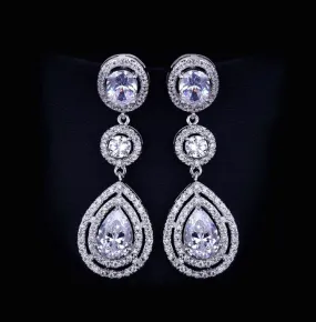 "Paige" - Silver Cubic Zirconia Bridal Earrings