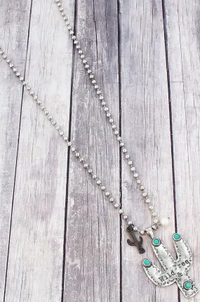 "Wild & Free" Cactus Necklace, Silver