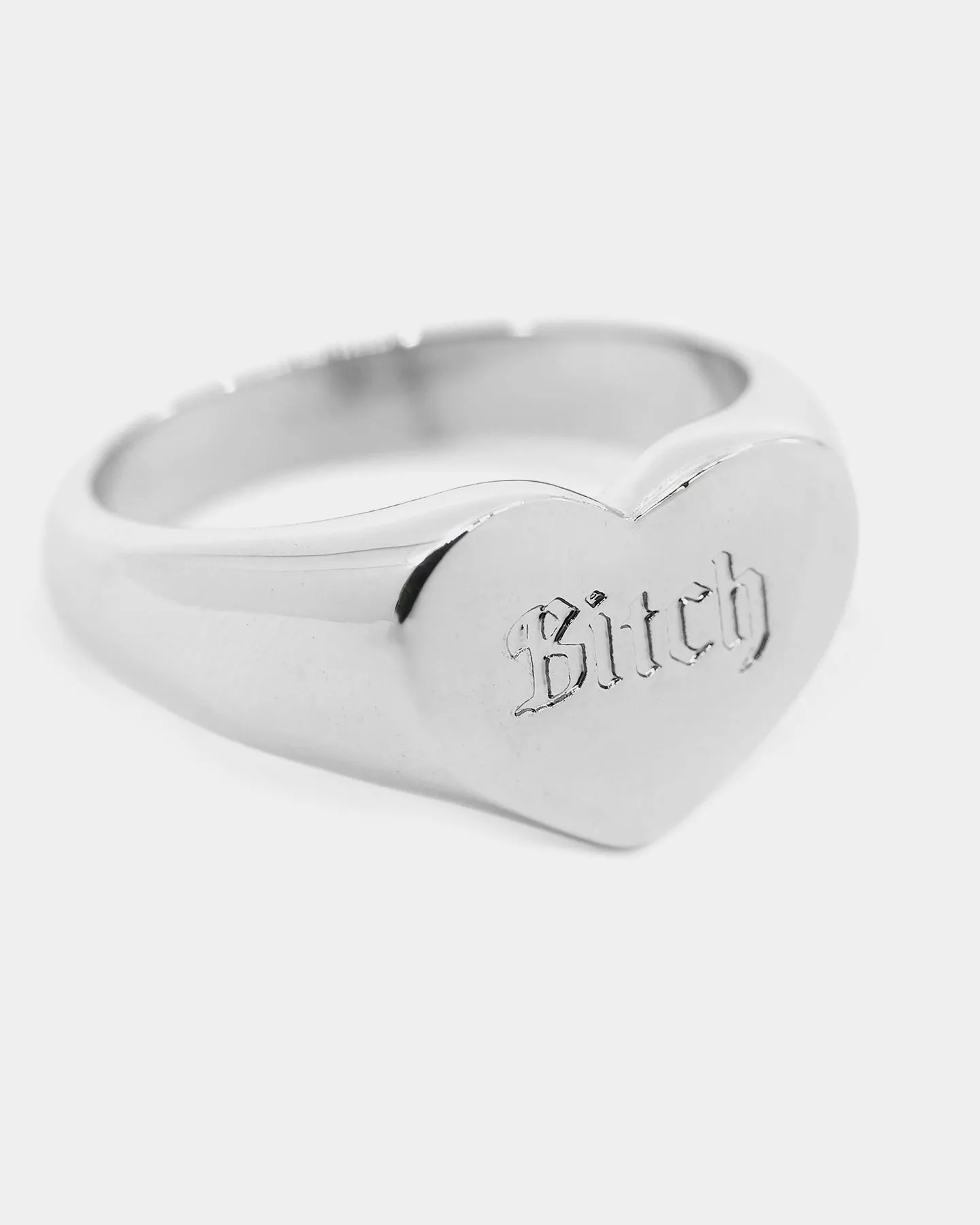 Raising Hell Women's Bitch Signet Ring White Gold