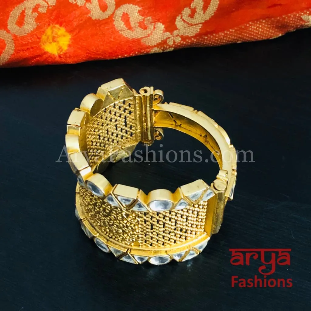 Rajwadi Kundan Bracelet/ Rajasthani Kundan Kada/ Rajputi Openable Bracelet Kada