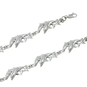 Real Silver Dolphins Bracelet