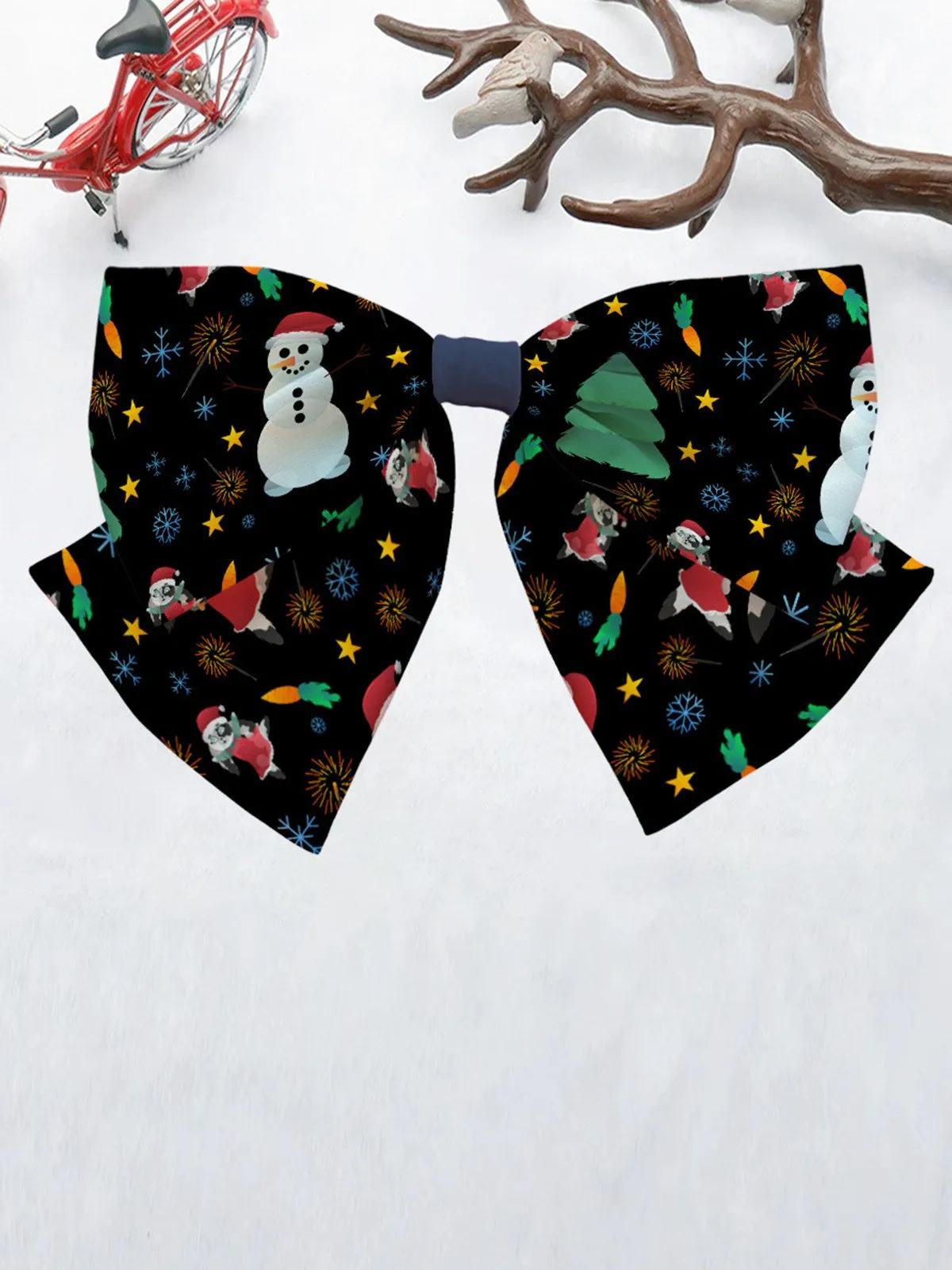 Retro Christmas Pattern Bow Hairpin