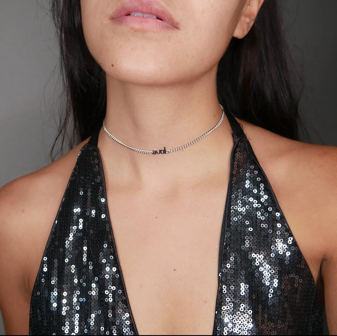 Retro Love Choker Necklace 925 Sterling Silver