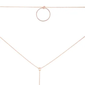 Rose Gold Circle Stick Double Choker