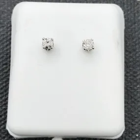 Round Cut Stud Diamond Earrings .15cttw 14K White Gold