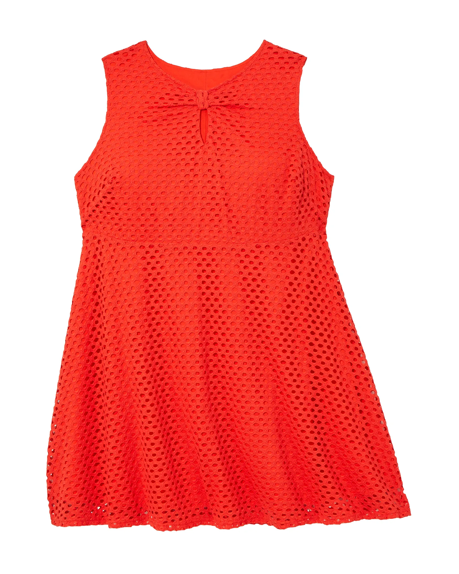 Santa Cruz Sleeveless Eyelet Fit And Flare Dress | Orange