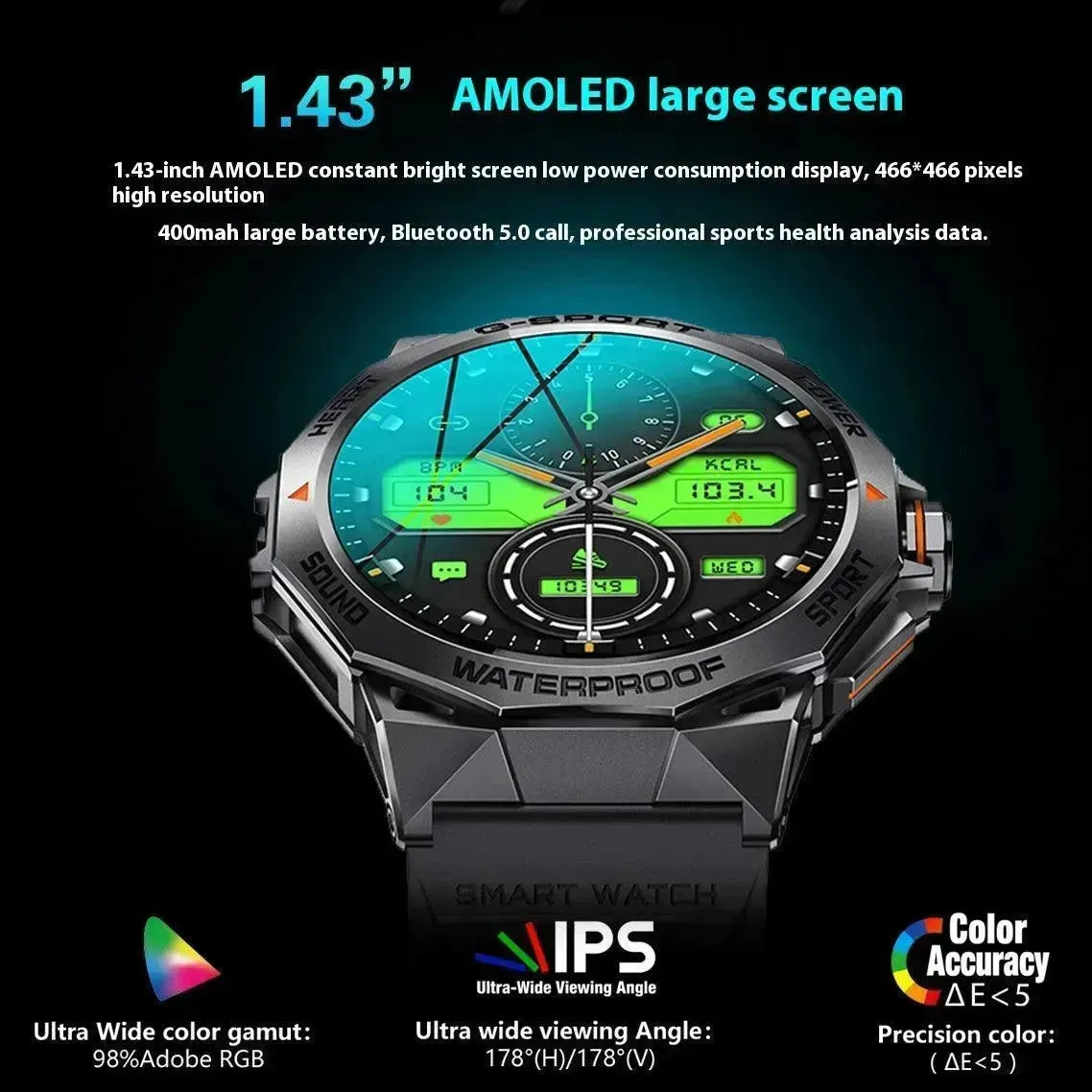 Screen Bluetooth Calling Weather Heart Rate Blood Oxygen Monitoring Smart Watch