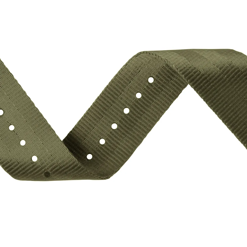 Seat Belt Nylon Military Style Watch Band - Olive, Stainless Hardware