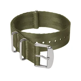 Seat Belt Nylon Military Style Watch Band - Olive, Stainless Hardware