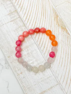 Semi Precious Stretch Beaded Bracelet - Pink Multi