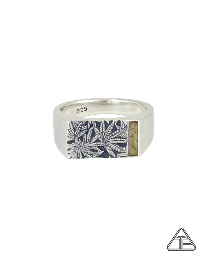 Signet Ring: Canna Class Moldavite Inlay