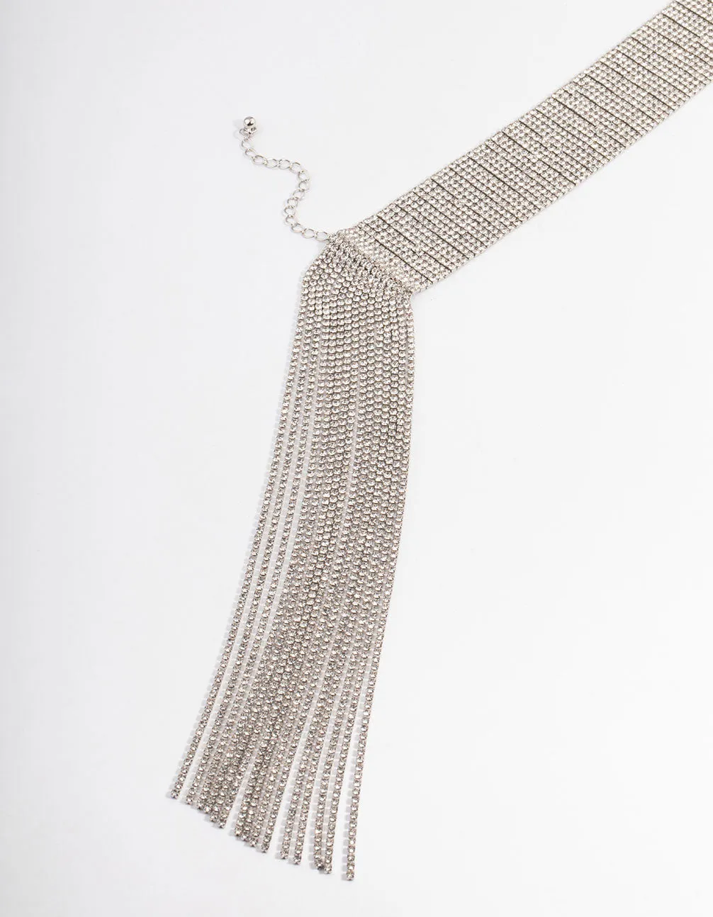 Silver Cup Chain Back Tassel Choker