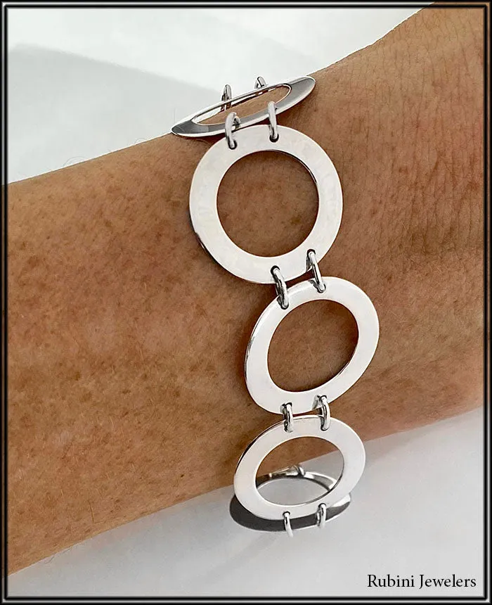 Silver Open Circles Linked Bracelet