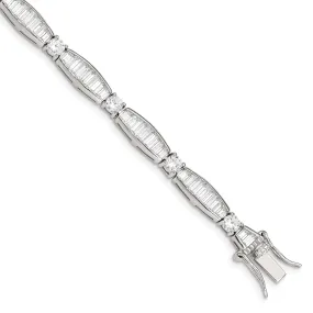 Silver Polished Finish Pave C.Z Bracelet