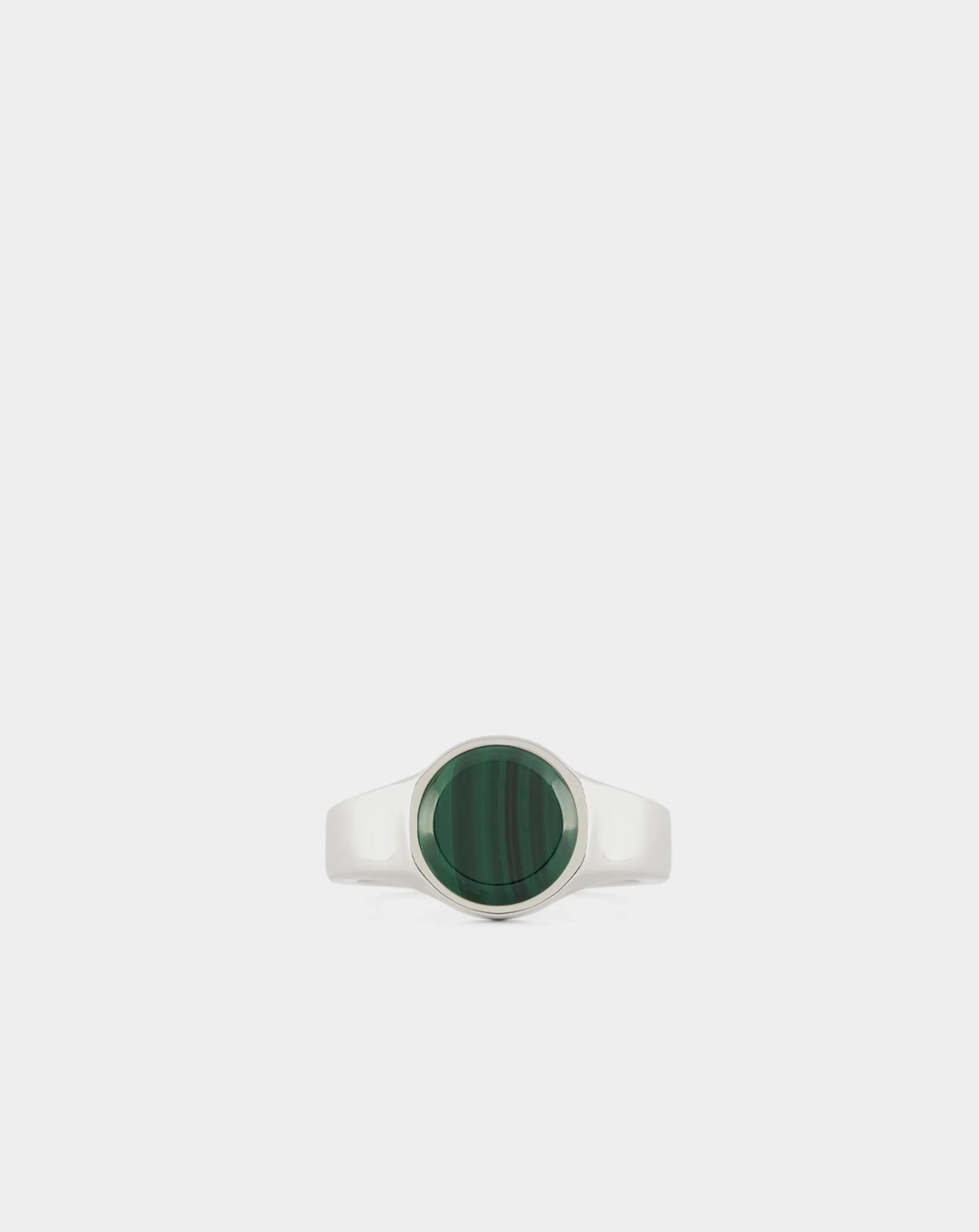 Silver Round Malachite Ring