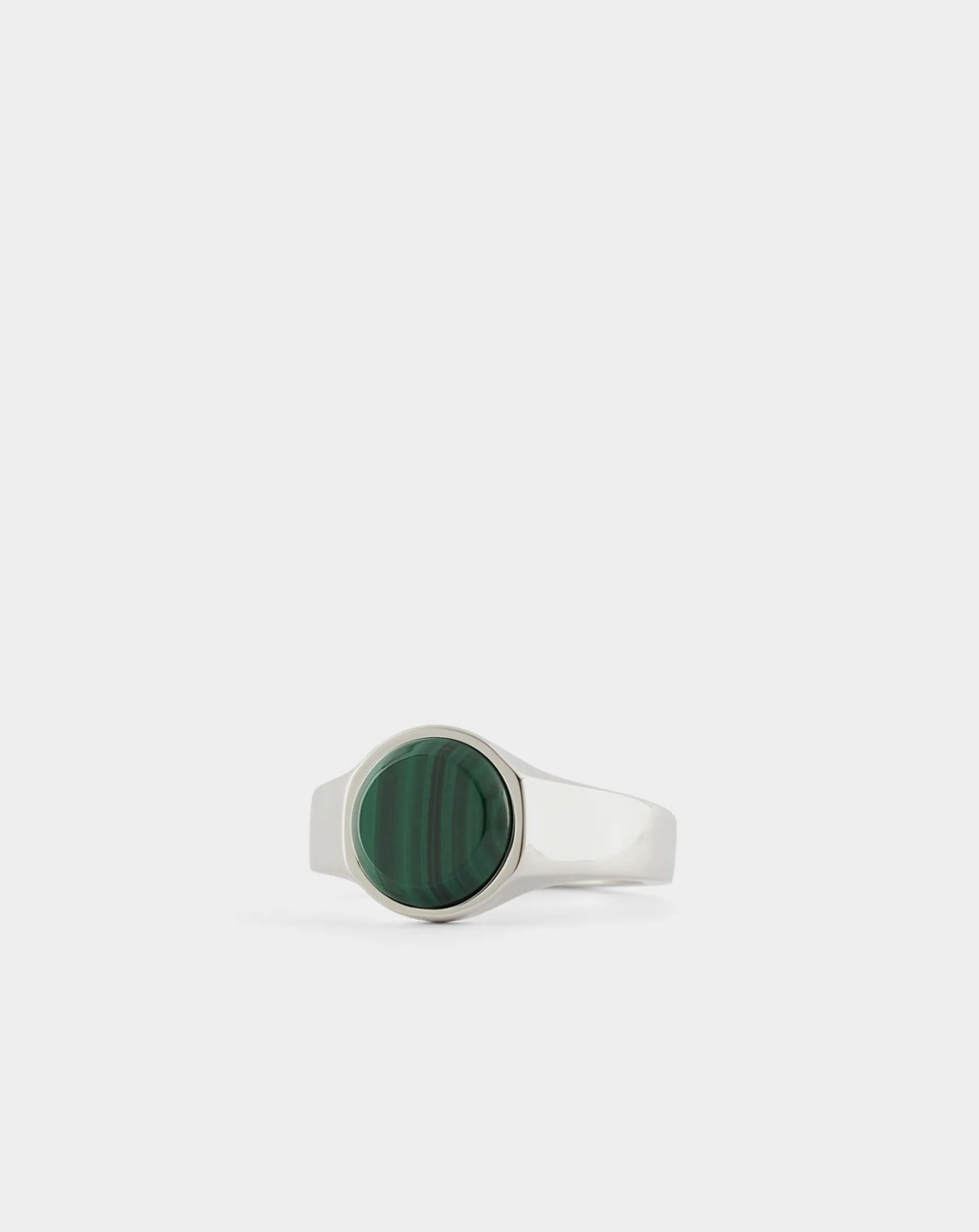 Silver Round Malachite Ring