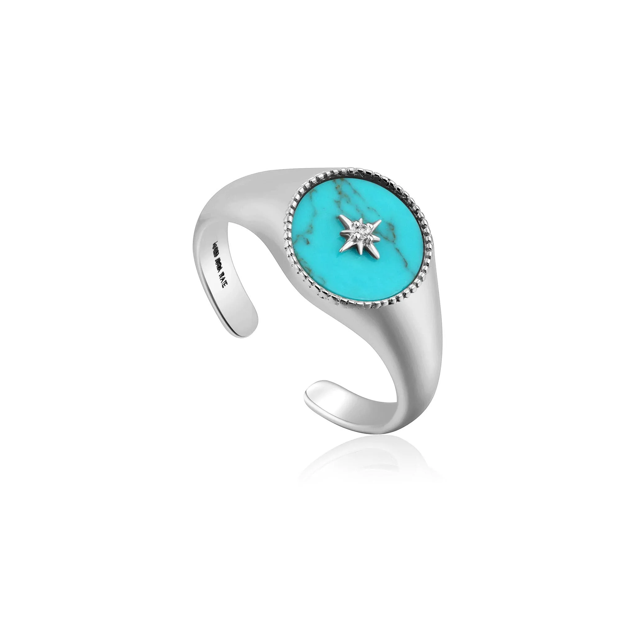 Silver Turquoise Emblem Signet Ring