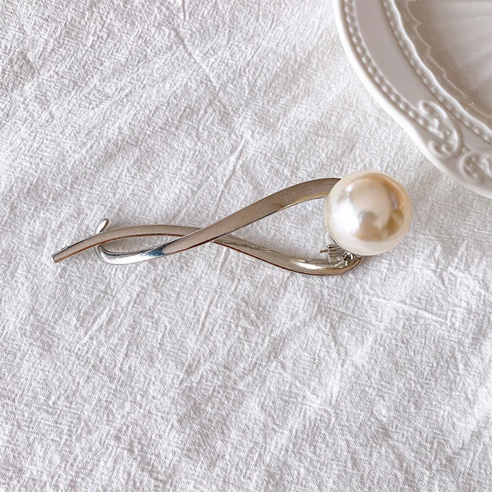 Simple temperament pearl hairpin, headwear, hairpin, clip, duckbill clip, jewelry, hair accessories, pearl, soft curve, gold, silver, texture