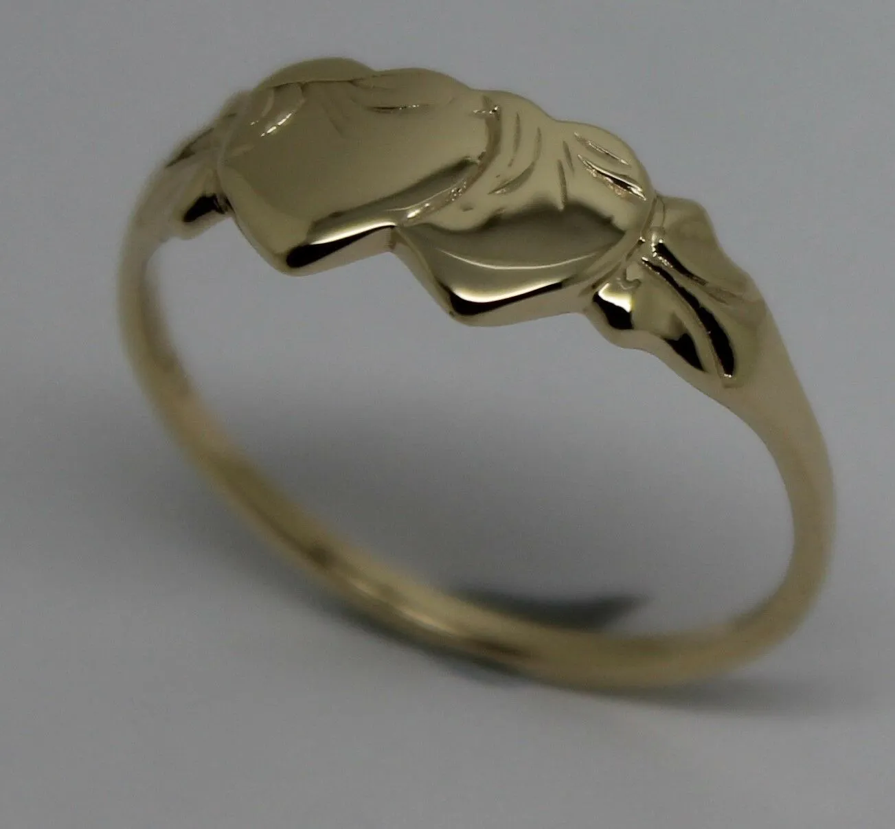 Size O Solid New 9ct 9Kt Yellow Gold Double Heart Signet Ring