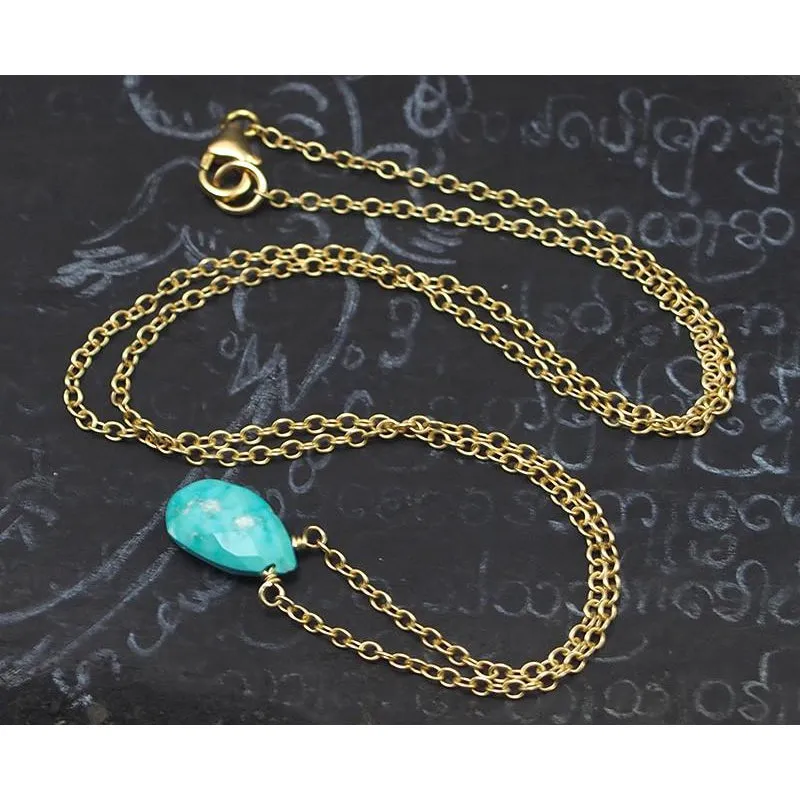 Sleeping Beauty Turquoise Necklace on Gold Filled Chain and Gold Filled Trigger Clasp