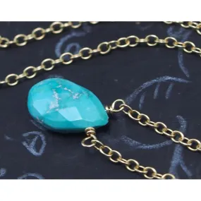 Sleeping Beauty Turquoise Necklace on Gold Filled Chain and Gold Filled Trigger Clasp