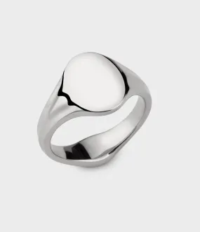 Small Oval Signet Ring in Silver, Size O