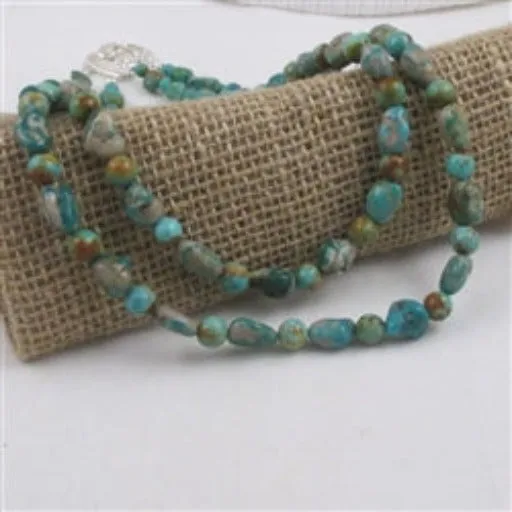 Southwestern Turquoise Nugget Double Strand Beaded  Necklace