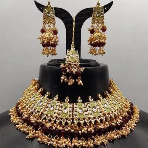 Square Block Meena Necklace Set