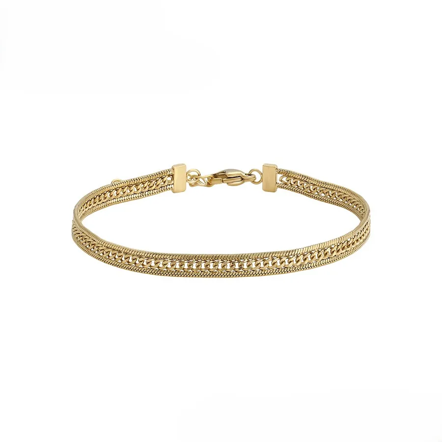 Stainless Steel Bracelet 18ct Gold Plating 17cm