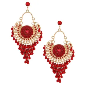 Stand Out from the Crowd with Red Beaded Chandelier Earrings