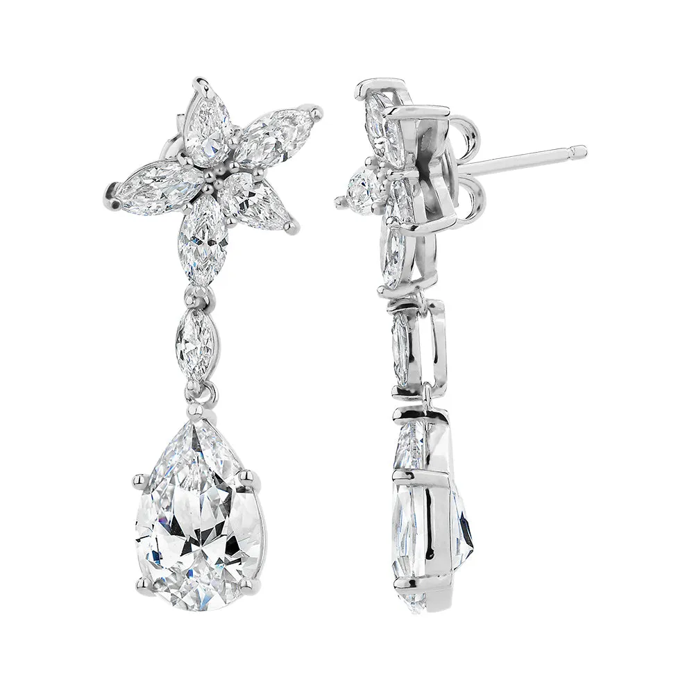 Statement earrings with 8.78 carats* of diamond simulants in sterling silver