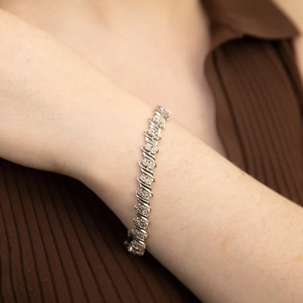 Sterling Silver 1 Carat Diamond 20cm Bracelet