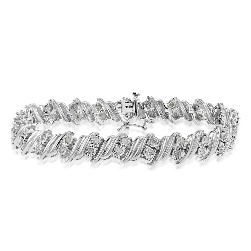 Sterling Silver 1 Carat Diamond 20cm Bracelet