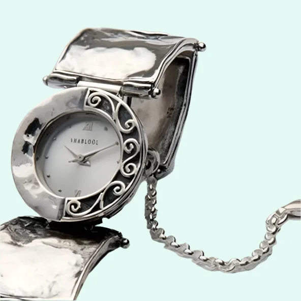 Sterling Silver 925 Watch Handcrafted Wrist Bracelet Watch for Woman with a Japanese Myota Movement.