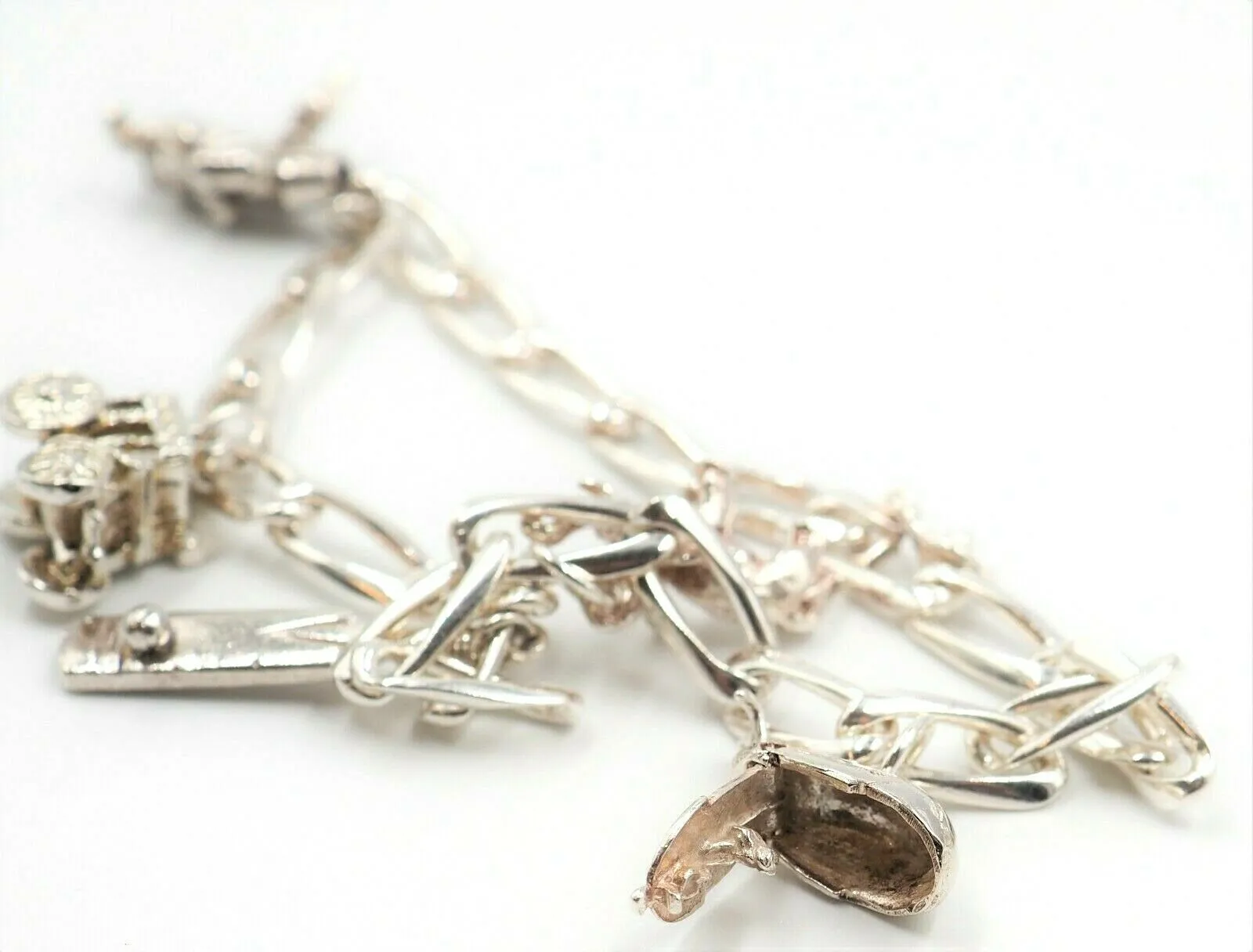 Sterling Silver Charm Bracelet with Five Charms Length 21cm Traditional Style