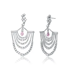 Sterling Silver Clear Cubic Zirconia Chandelier Earrings