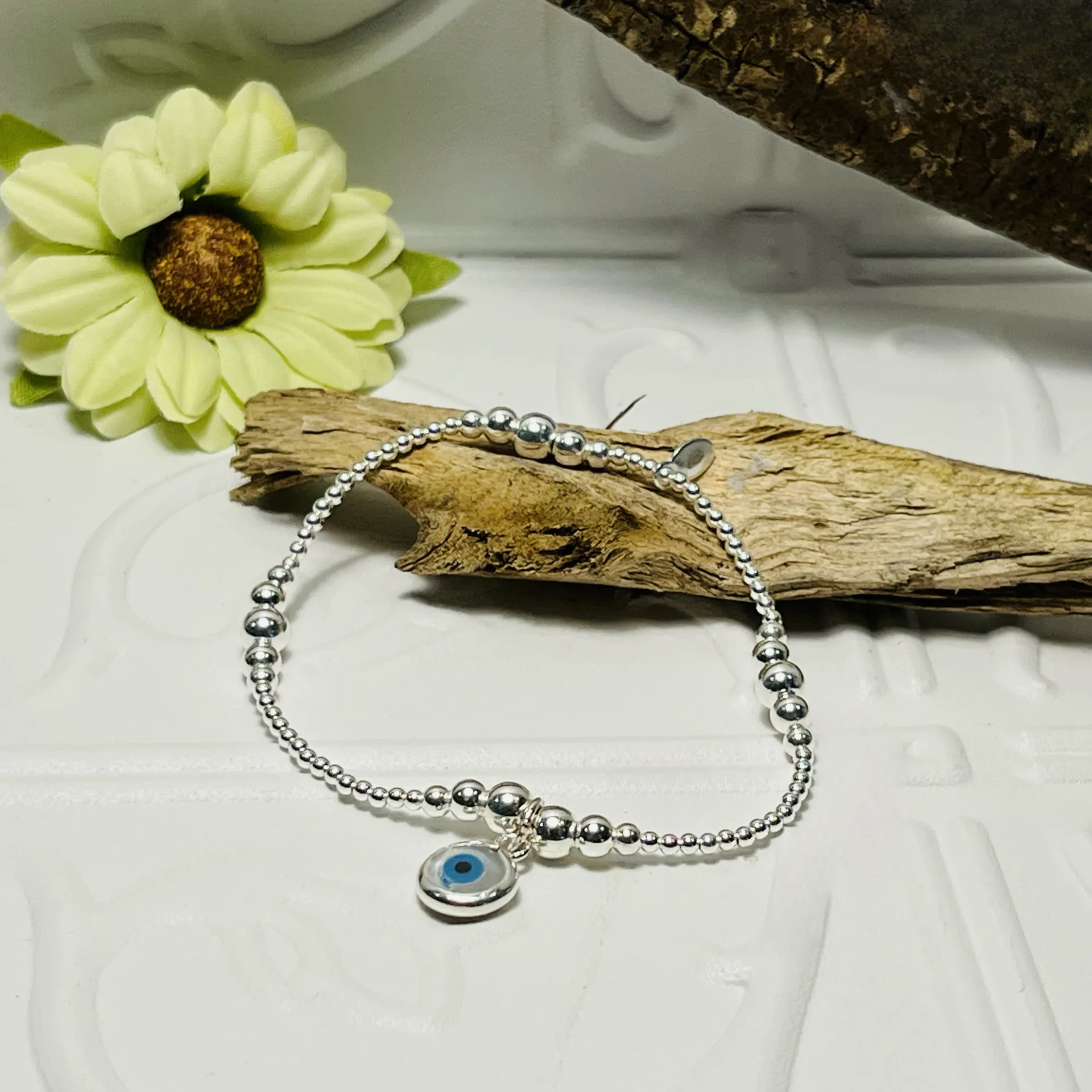 Sterling Silver Evil Eye Bracelet