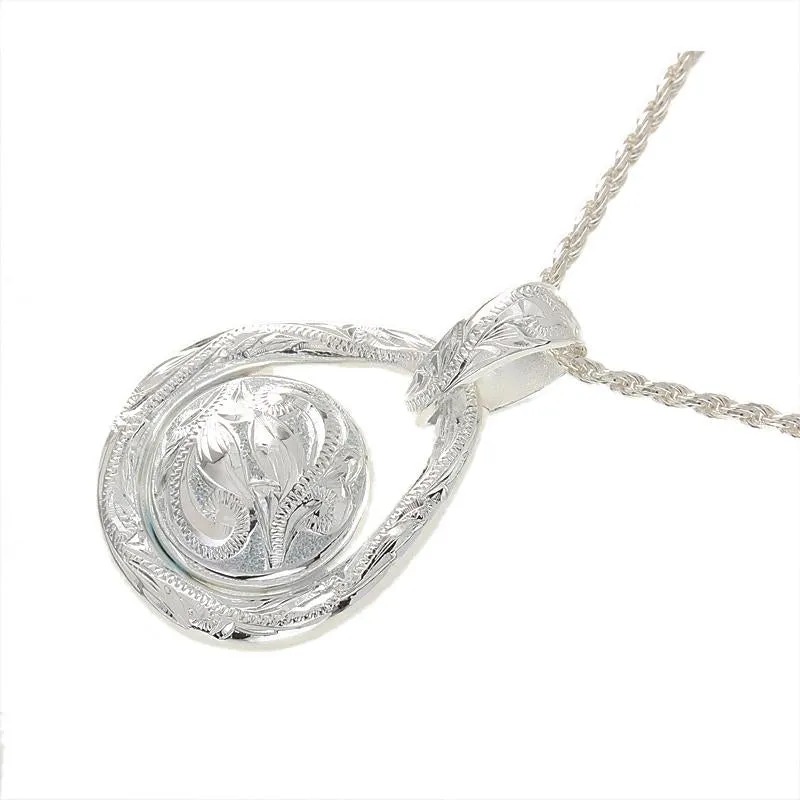 Sterling Silver Hawaiian Scroll Ball in Triangle Pendant (Chain Sold Separately)