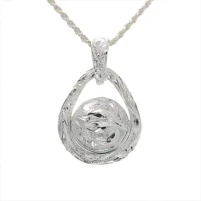 Sterling Silver Hawaiian Scroll Ball in Triangle Pendant (Chain Sold Separately)