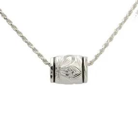 Sterling Silver Hawaiian Scroll Barrel with Black Border Pendant (S/M) (Chain Sold Separately)