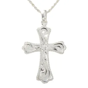 Sterling Silver Hawaiian Scroll Cross Pendant (Chain Sold Separately)