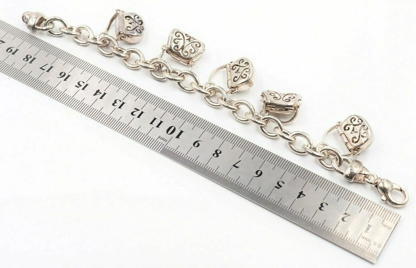 Sterling Silver Traditional Charm Bracelet 5 Handbag Charms Fine Jewellery