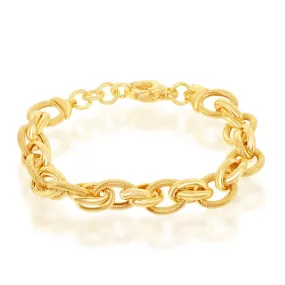 Sterling Silver with14K Gold Overlay, Oval & Rope Design Bracelet (92478)