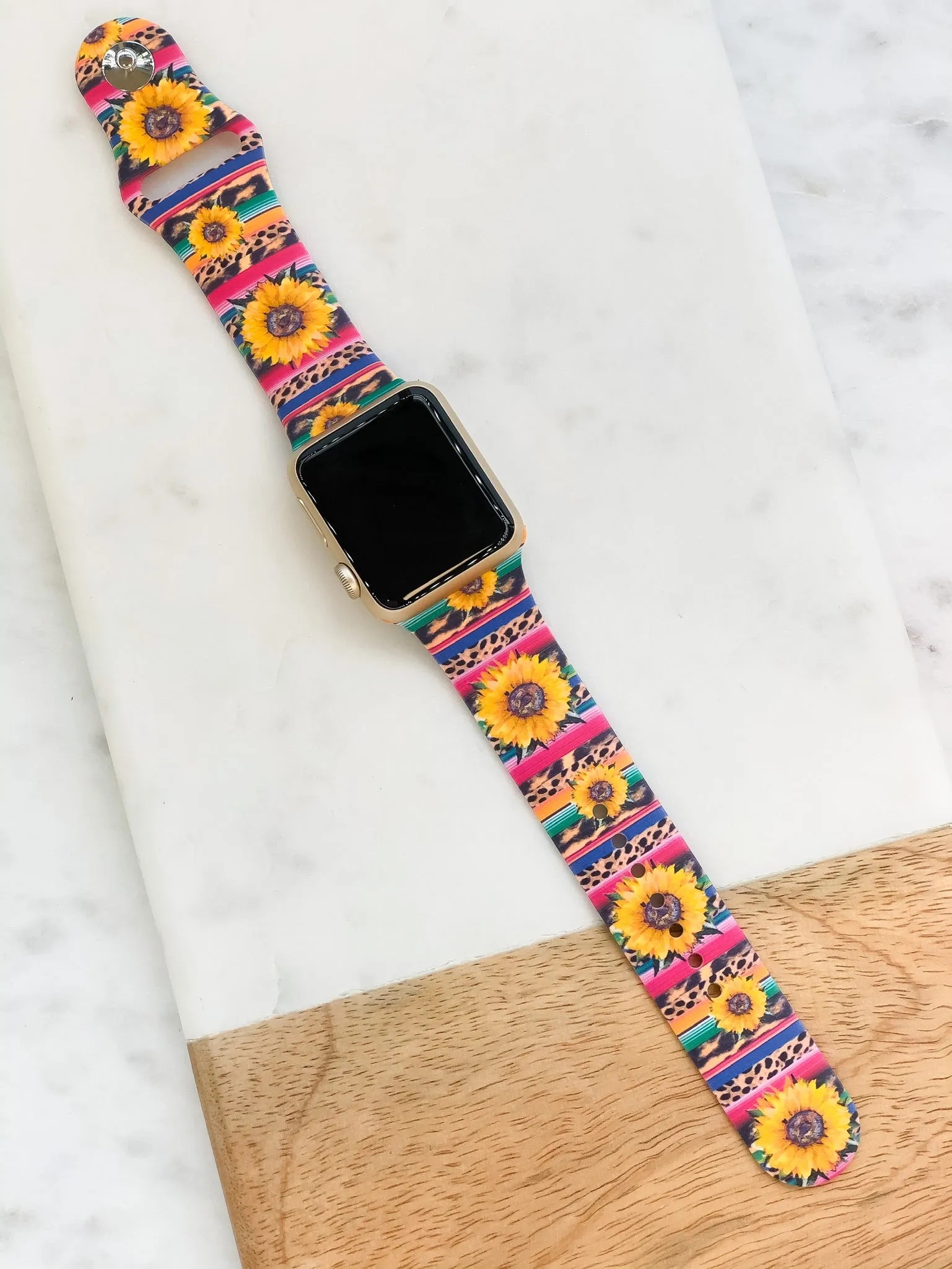 Sunflower Serape Silicone Watch Band - S/M