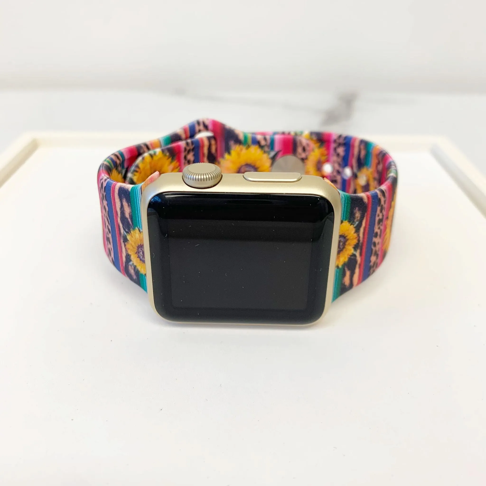 Sunflower Serape Silicone Watch Band - S/M