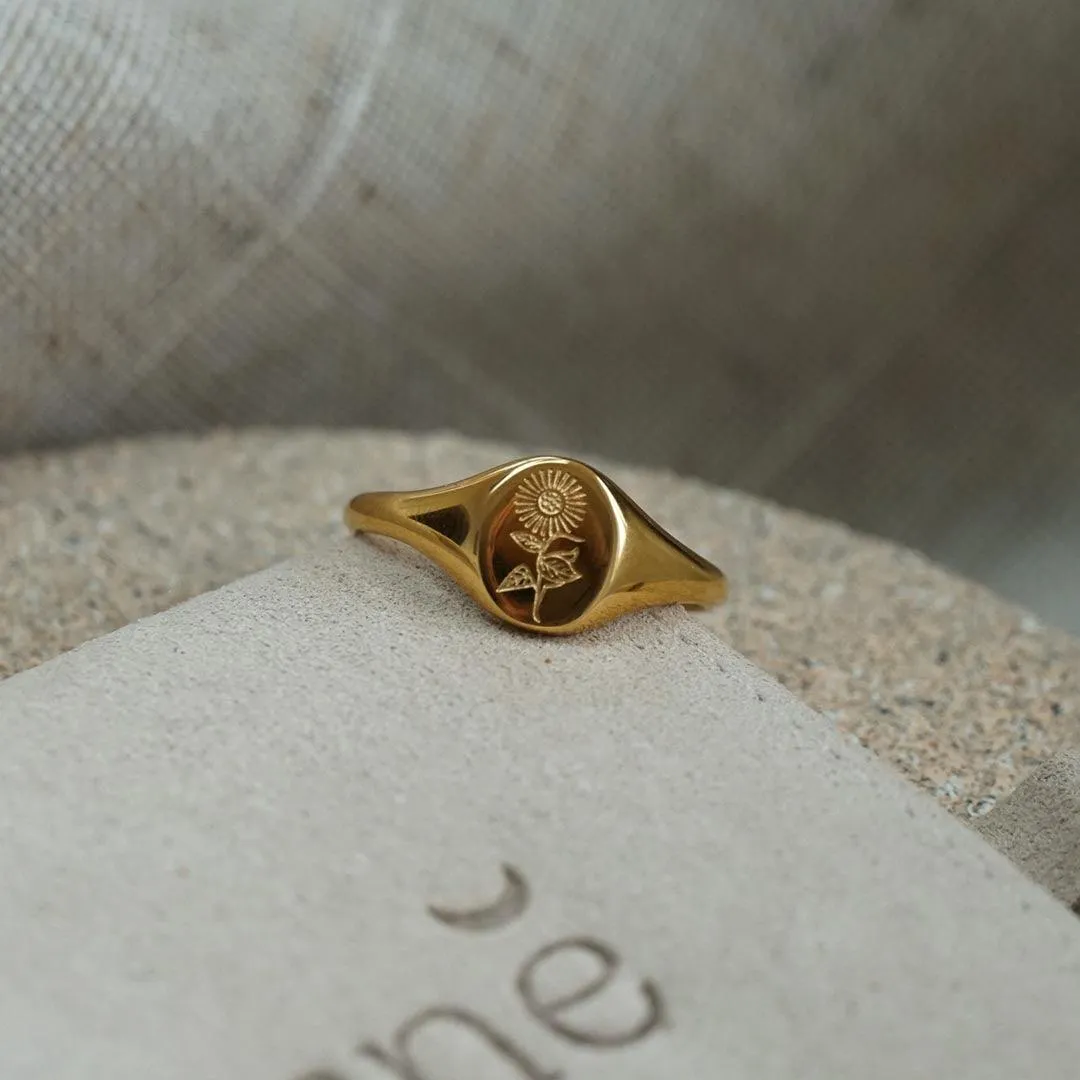 Sunflower Signet Ring