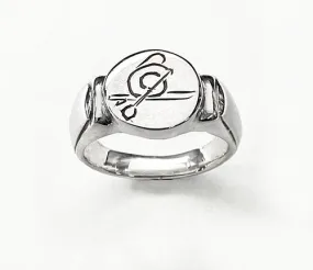 SUP, Canoe, Dragon Boat, Kayak Hand Engraved Paddle Board Round Signet Ring