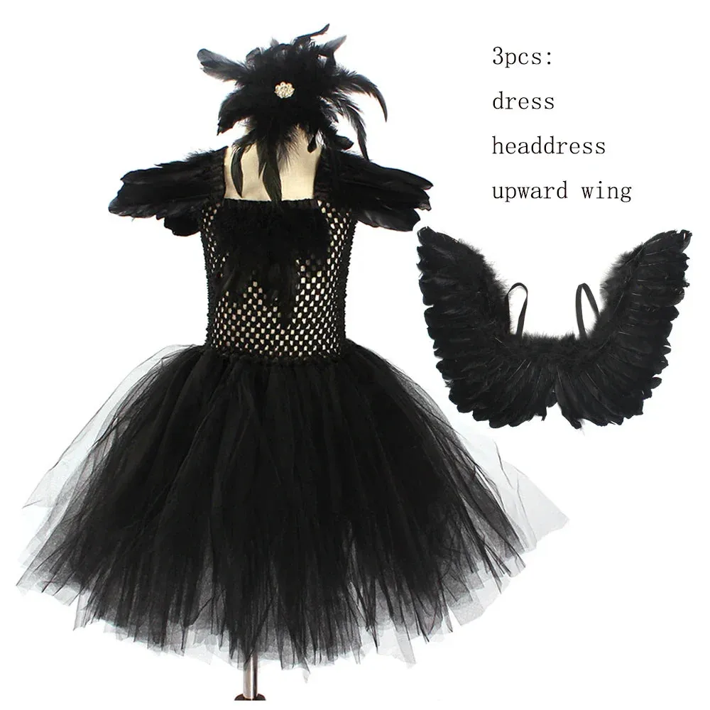 Swan Lake Gown Kid Gothic Witch Ballerina Costumes