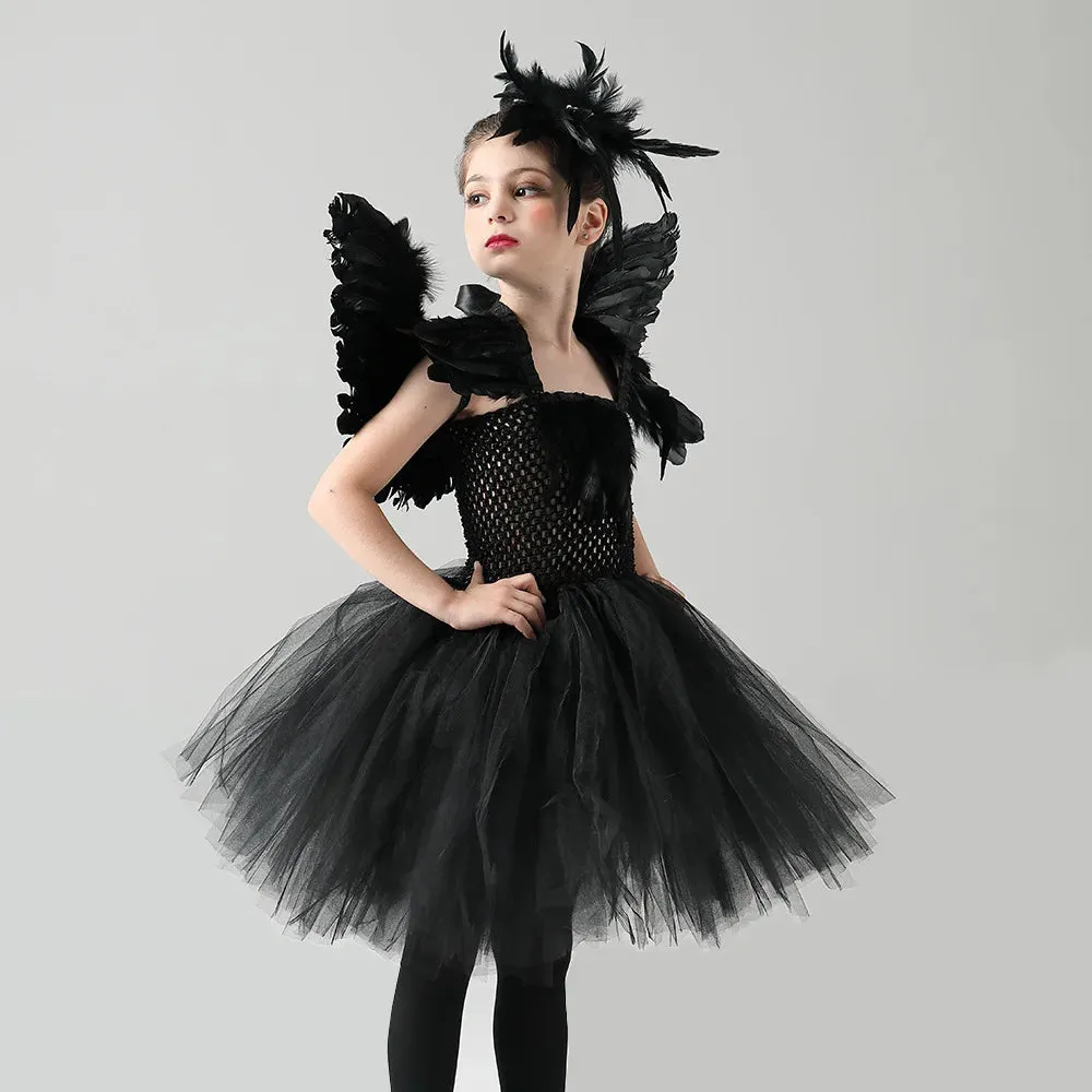 Swan Lake Gown Kid Gothic Witch Ballerina Costumes